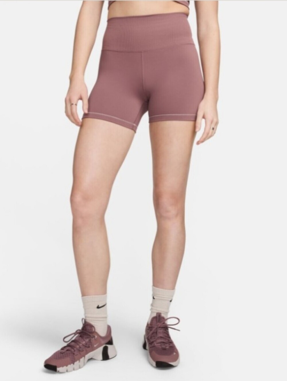 Nike One High-Waisted 5" Biker Shorts Mauve Purple Dri-FIT Athletic Training /XL